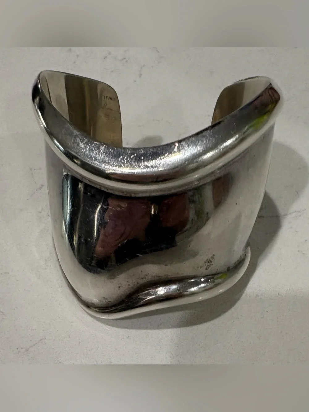 Tiffany & Co. Elsa Peretti Bone Cuff Bracelet Right Wrist Large 925 Italy